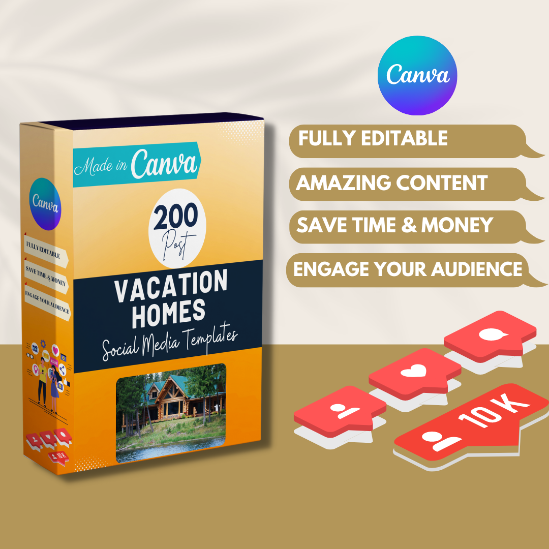 200 Vacation Homes Posts  - Social Media Templates