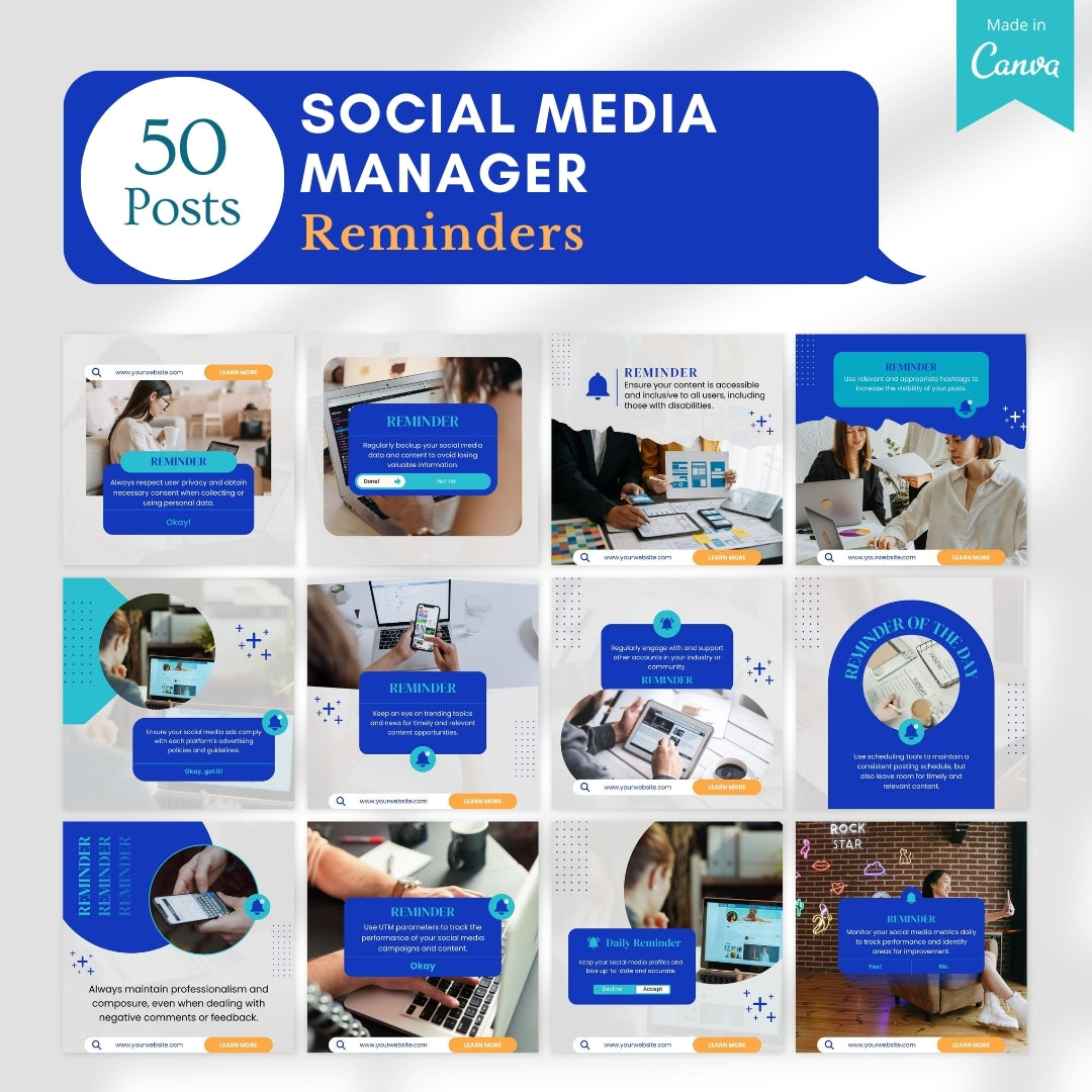 500 Social Media Manager Posts - Canva Templates