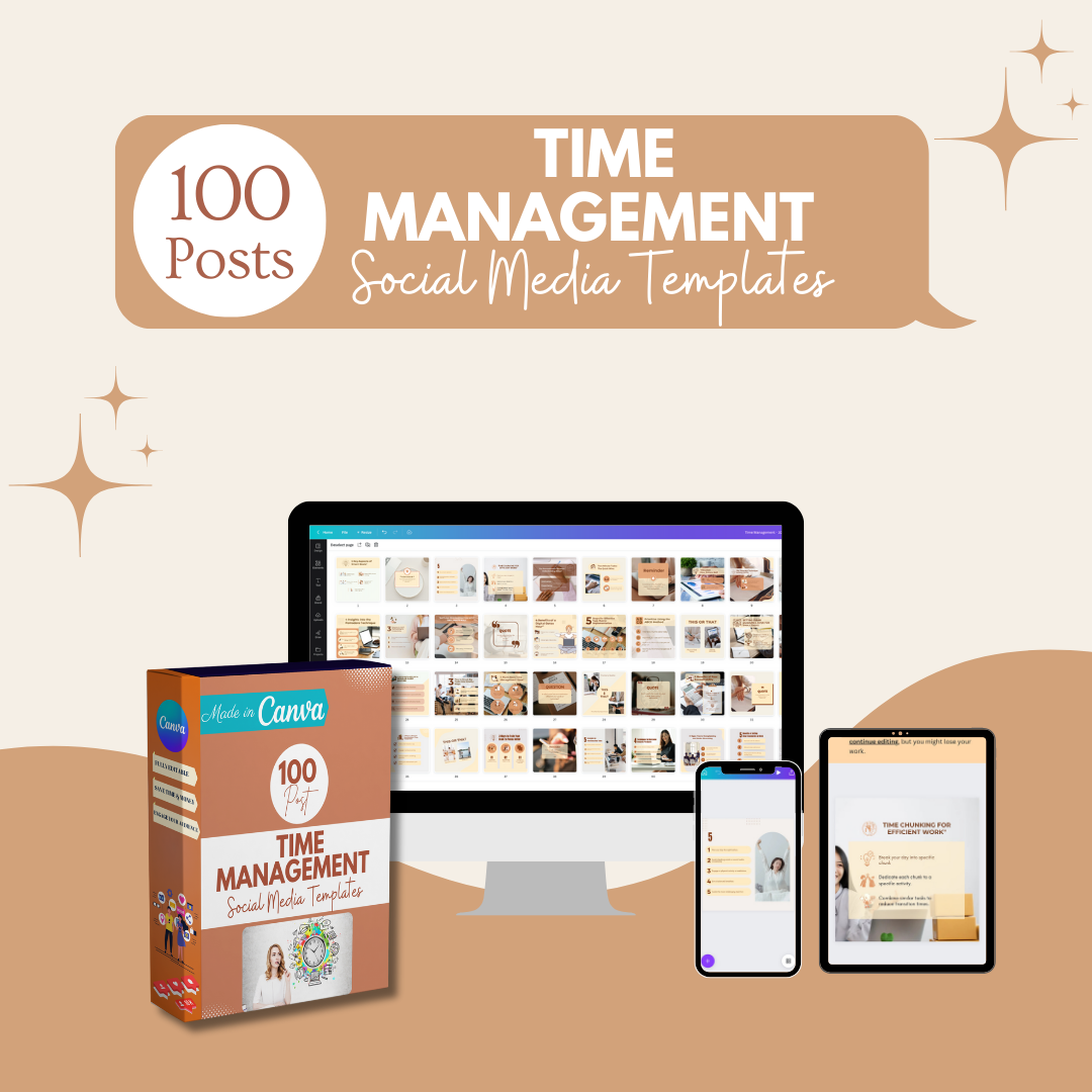 Time Machine Posts 100 Time Management Posts- Social Media Templates – Viralcontent.design