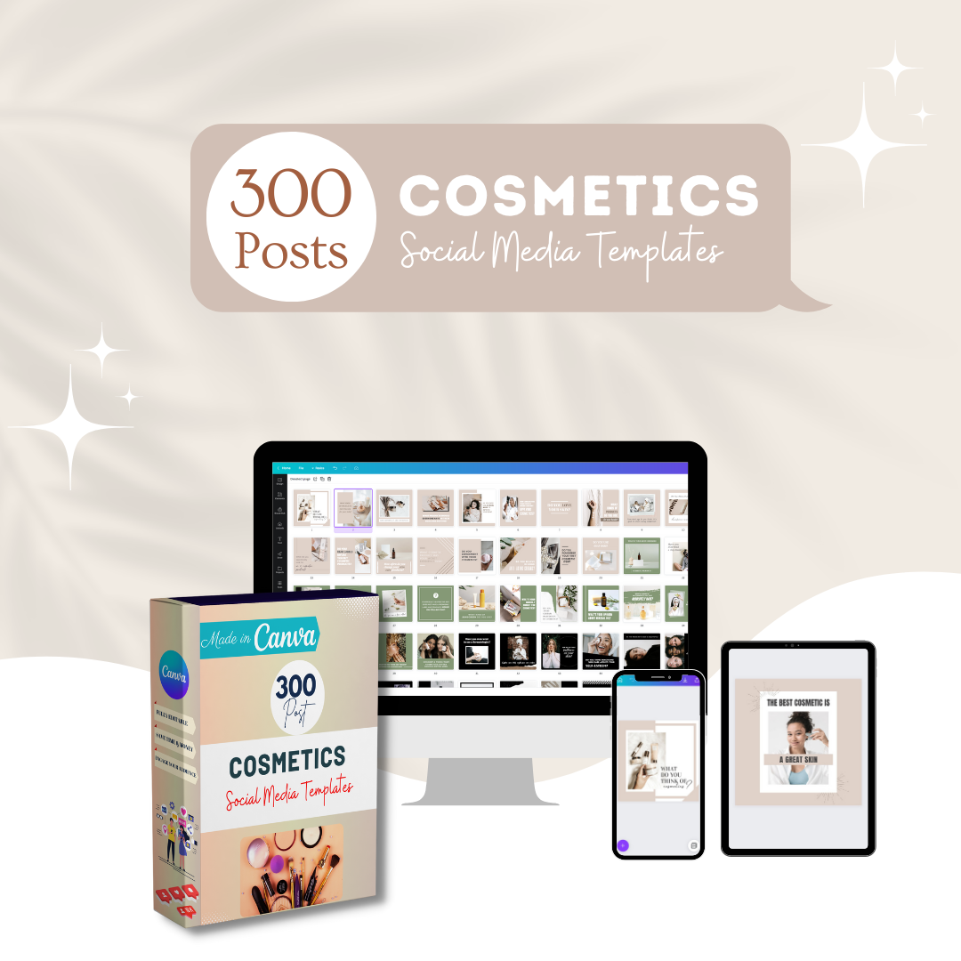 300 Cosmetics Posts -  Social Media Templates