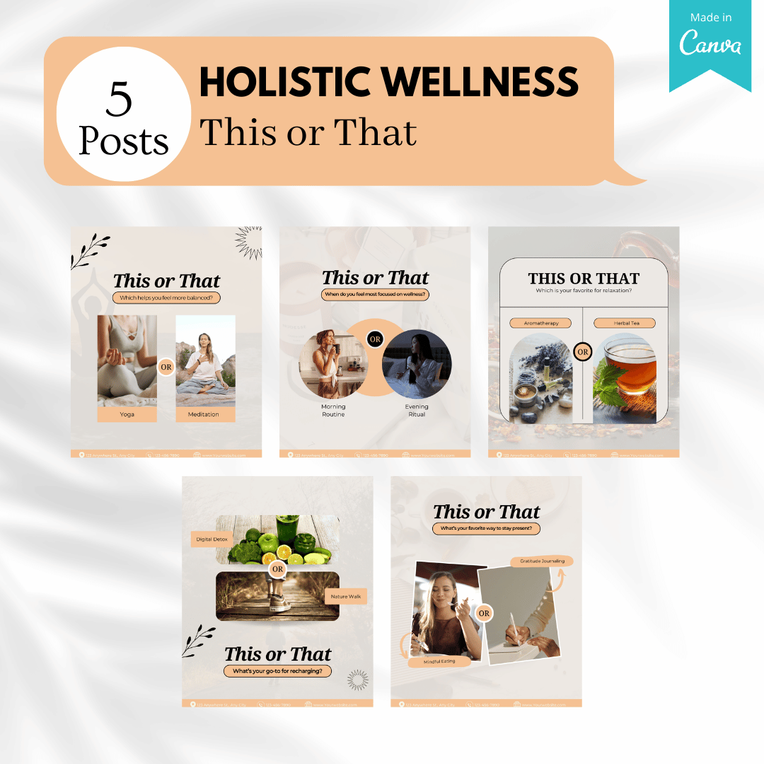 100 Holistic Wellness Canva Templates