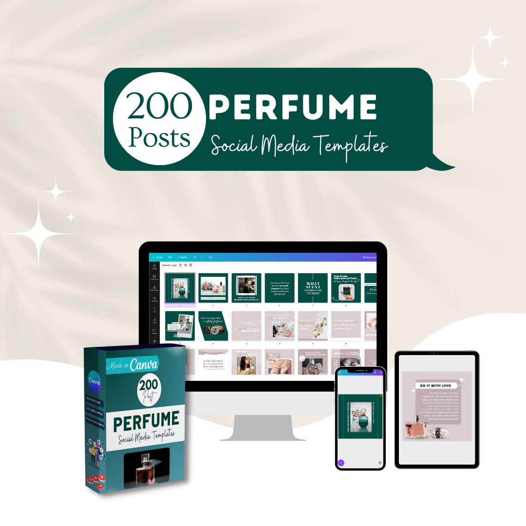 200 Perfume Posts -  Social Media Canva Templates