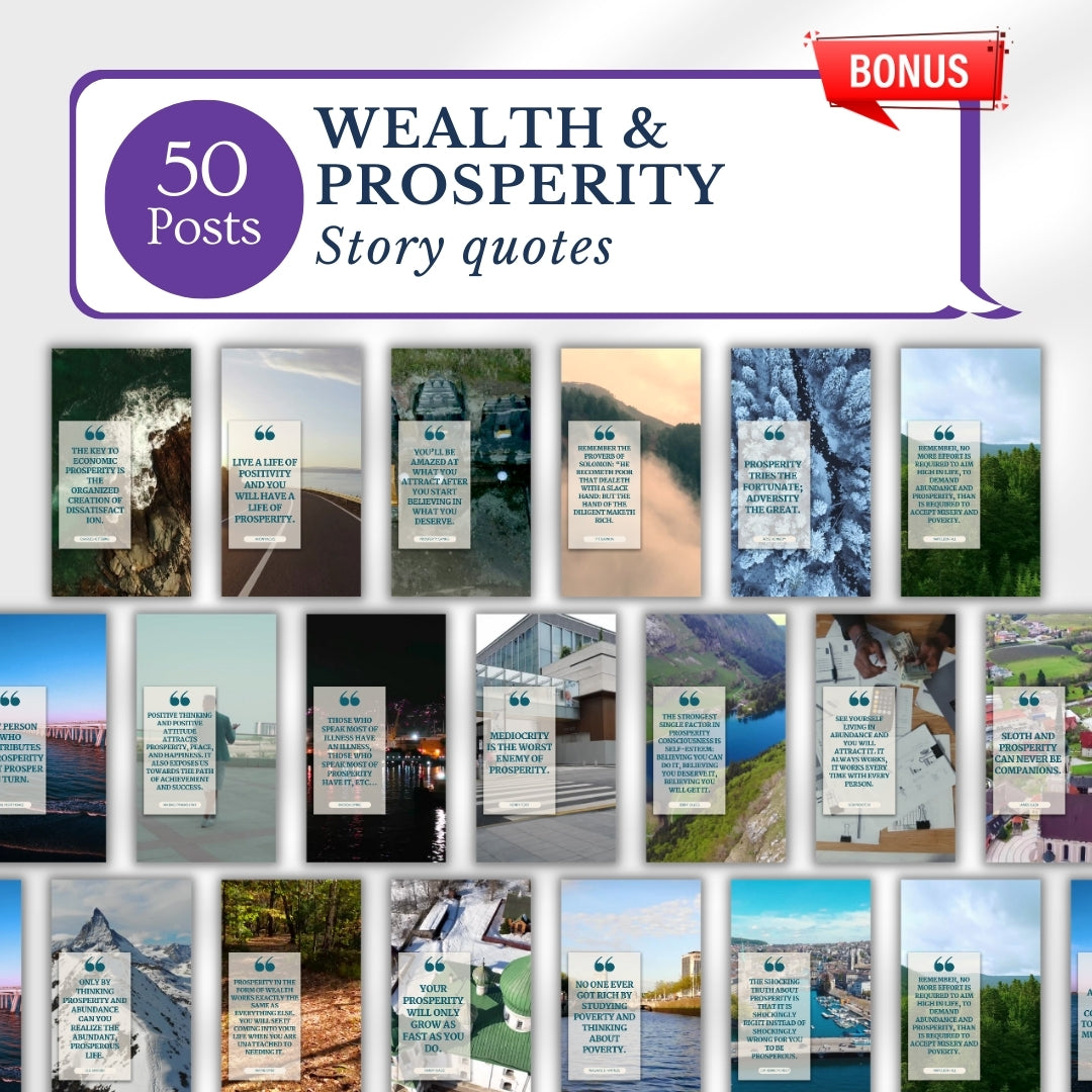 200 Wealth and Prosperity Posts - Social Media Templates