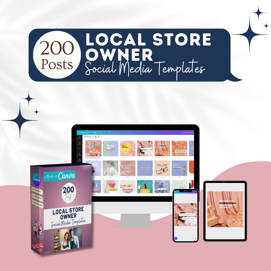 200 Local Store Owner Posts -  Social Media Templates