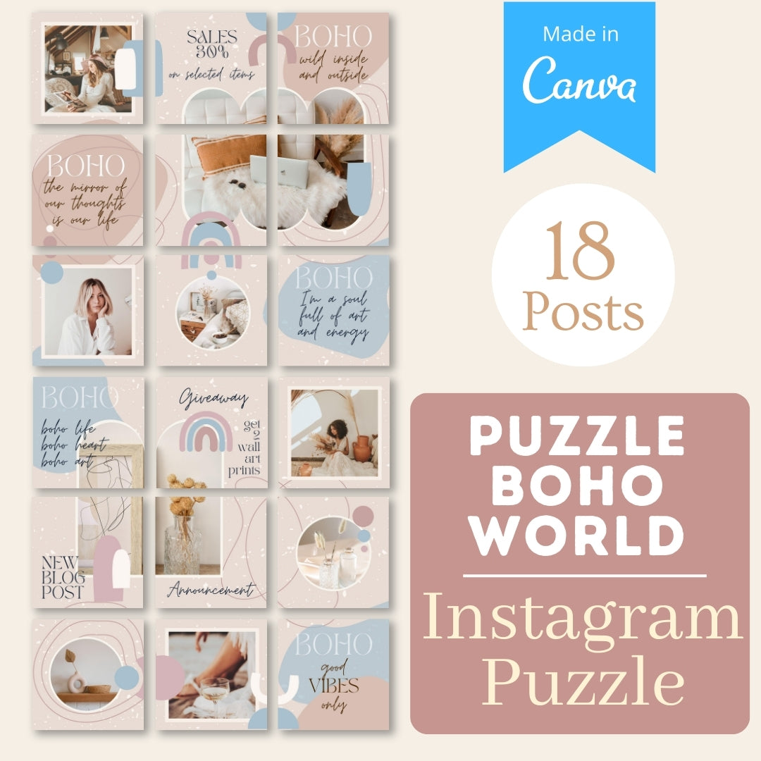 Puzzle Boho World - Canva Templates