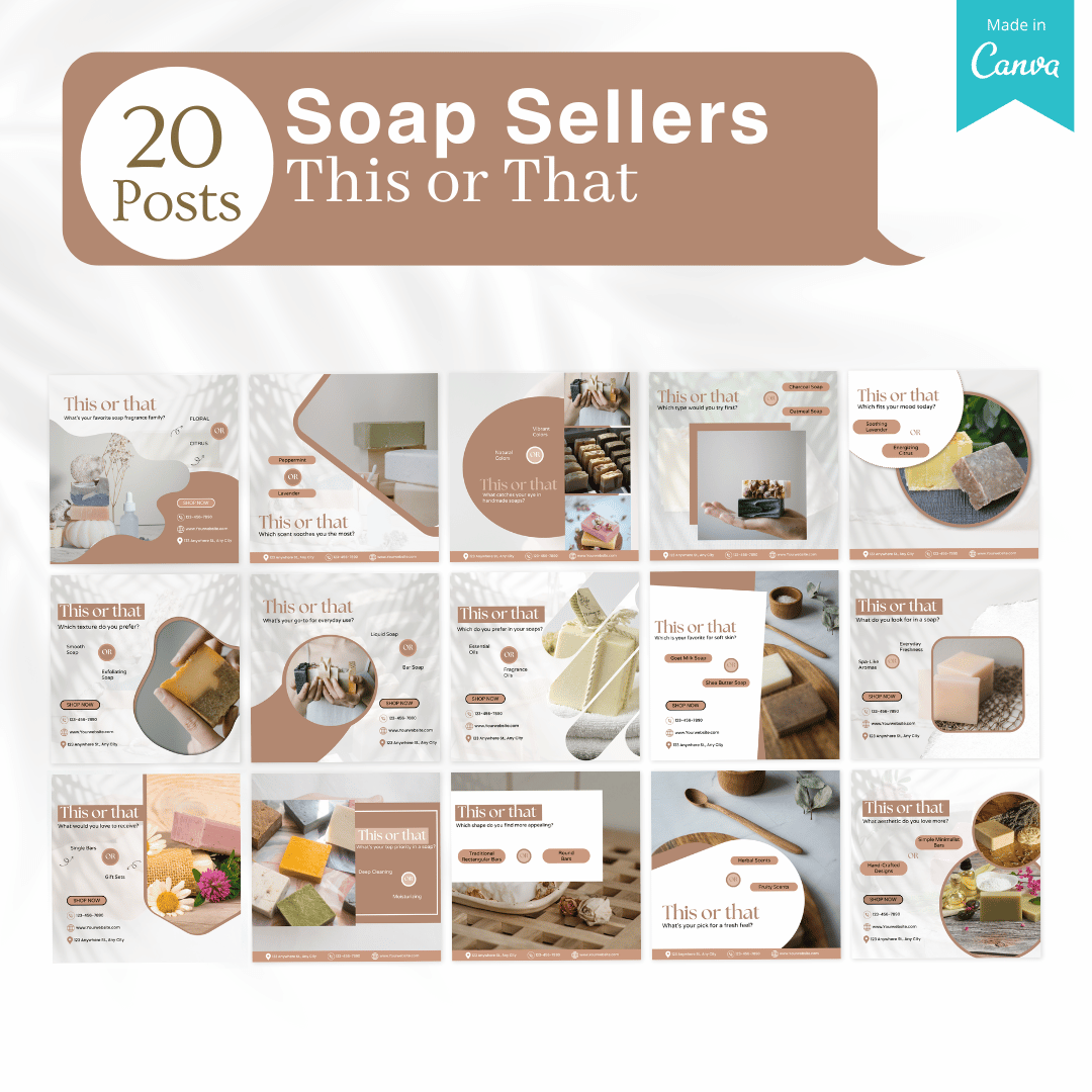 270 Soap Posts - Social Media Canva Templates