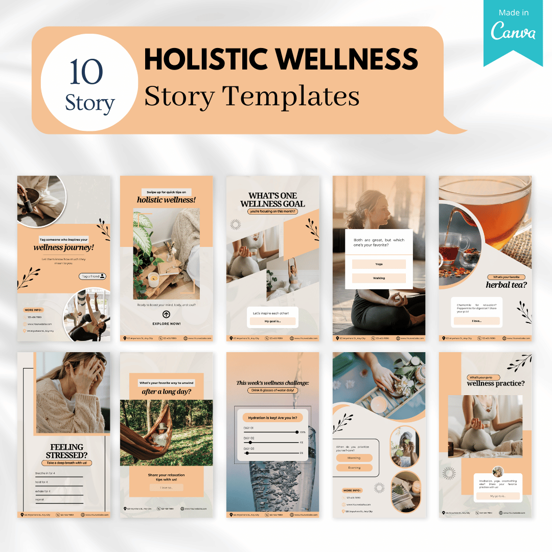 100 Holistic Wellness Canva Templates