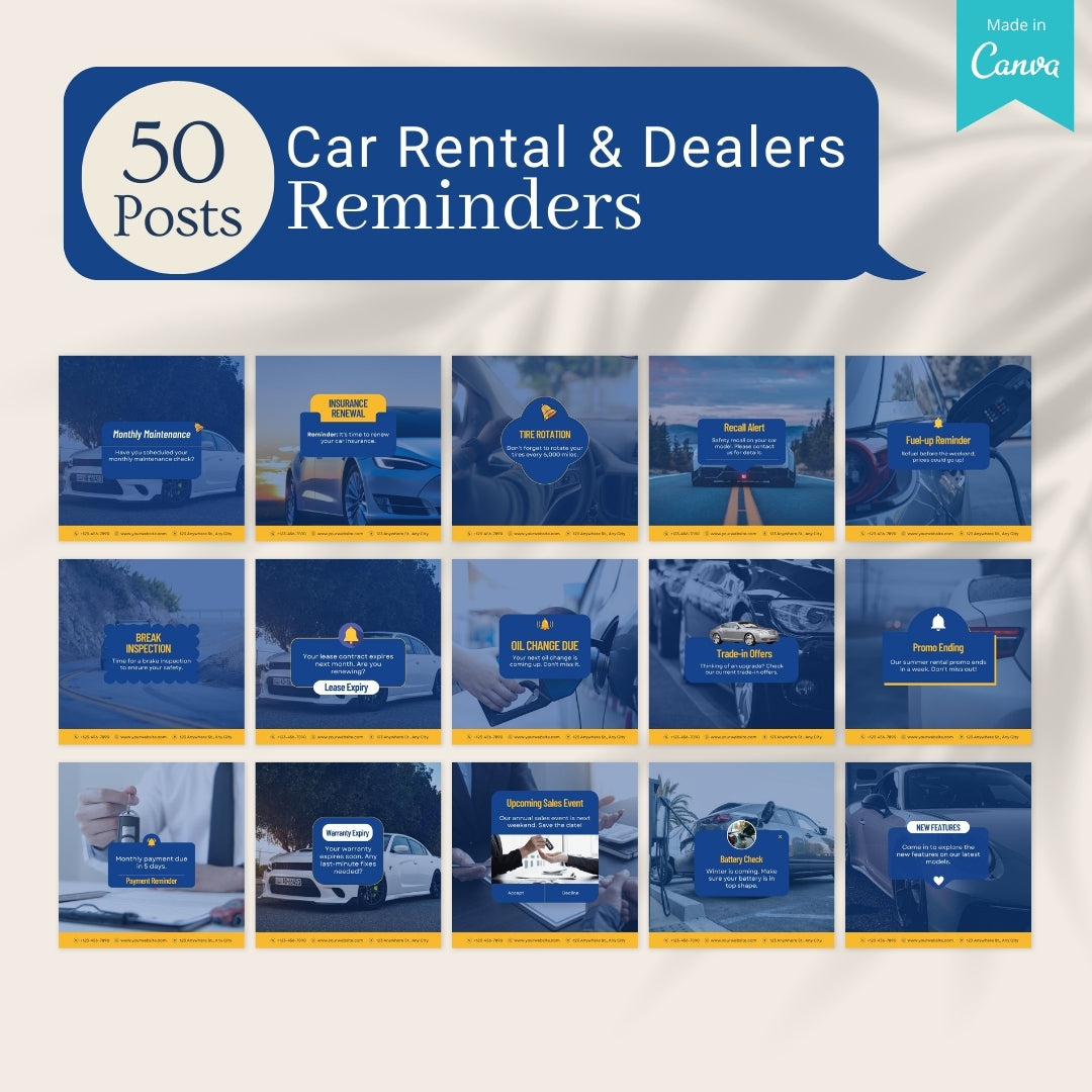 500 Car Rentals & Dealers Posts - Social Media Templates