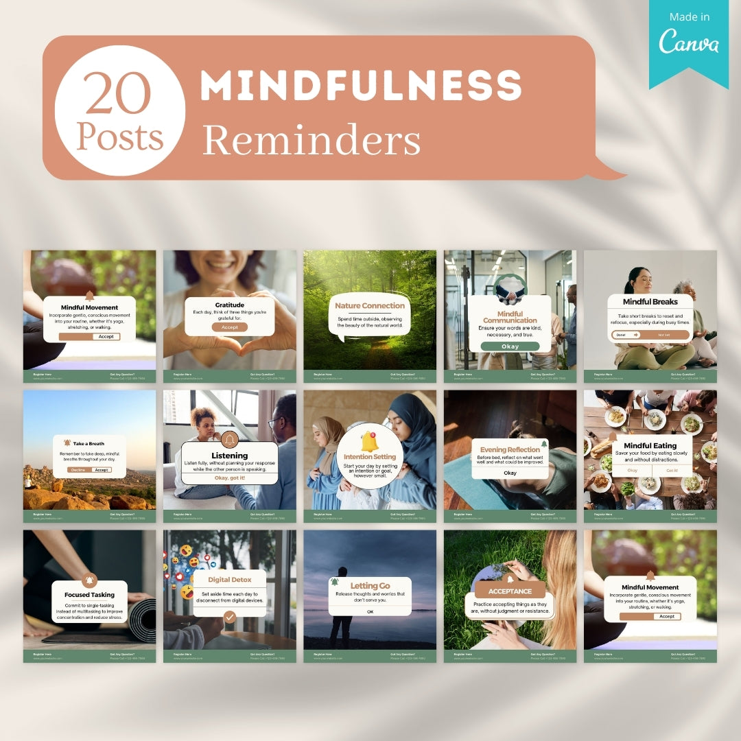 400 Mindfulness Posts - Social Media Templates