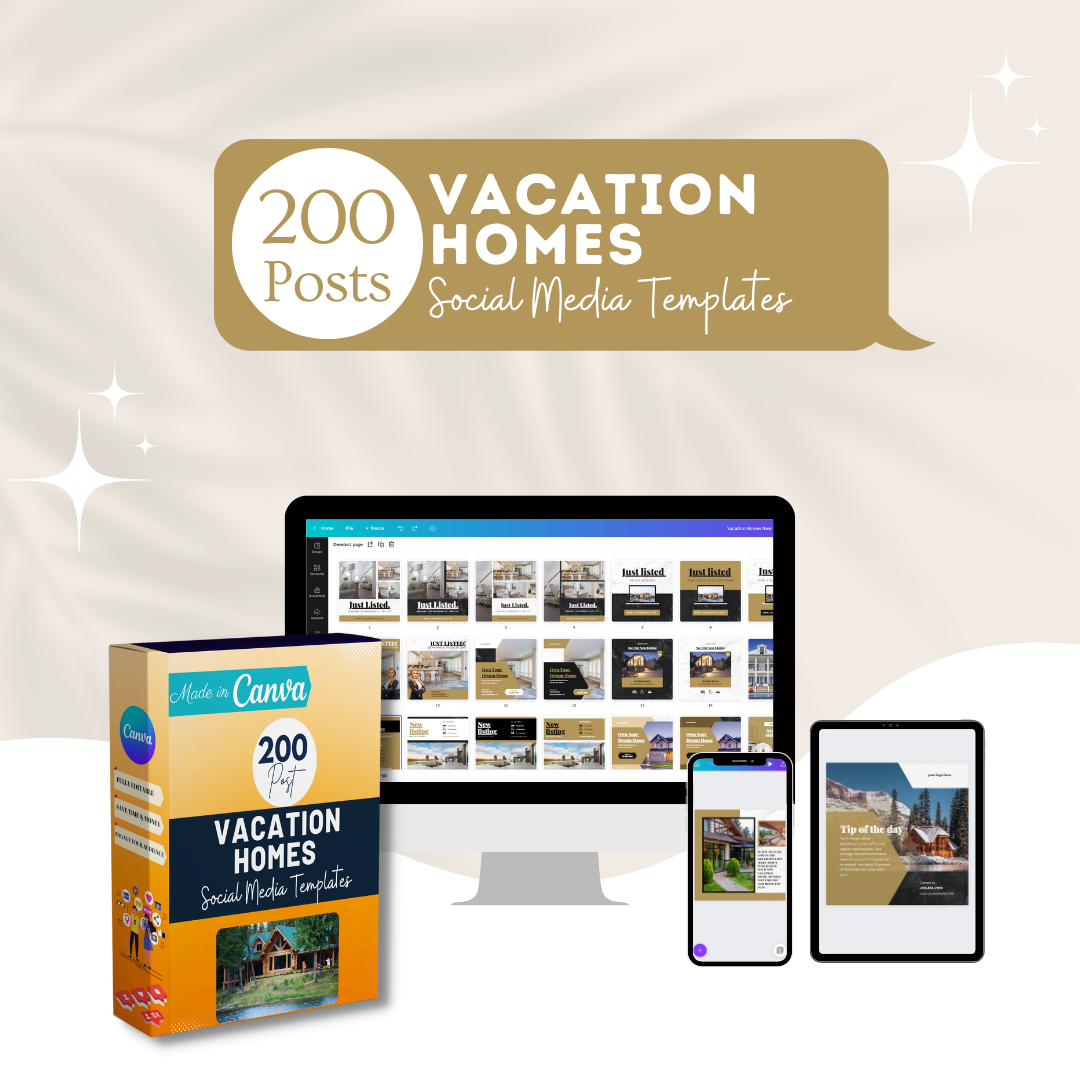 200 Vacation Homes Posts  - Social Media Templates