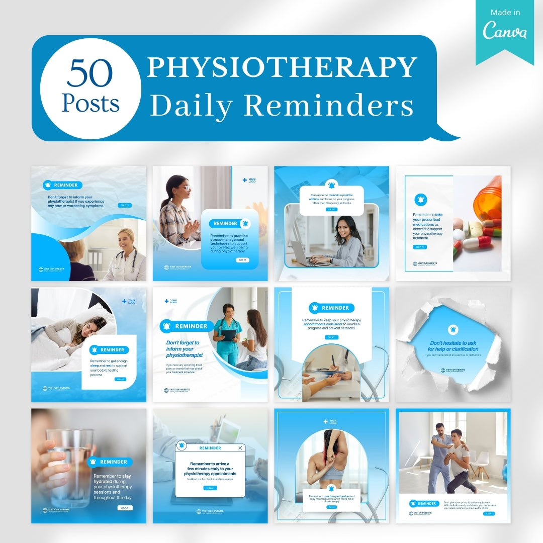 480 Physiotherapy Posts - Social Media Canva Templates