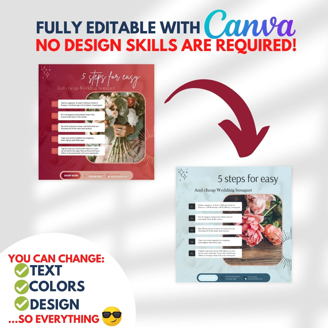 300 Floral Posts -  Social Media Canva Templates