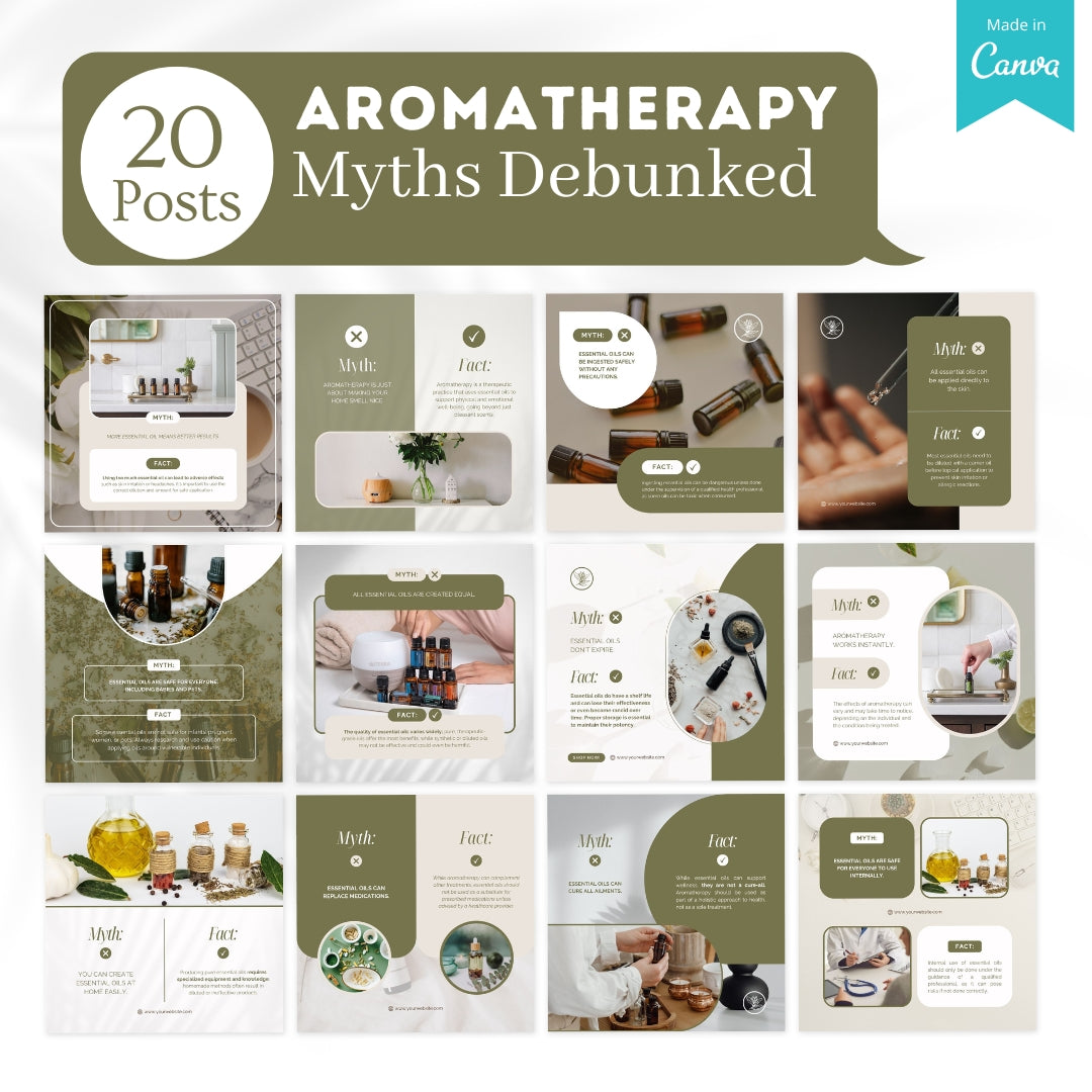 300 Aromatherapy Posts - Social Media Canva Templates