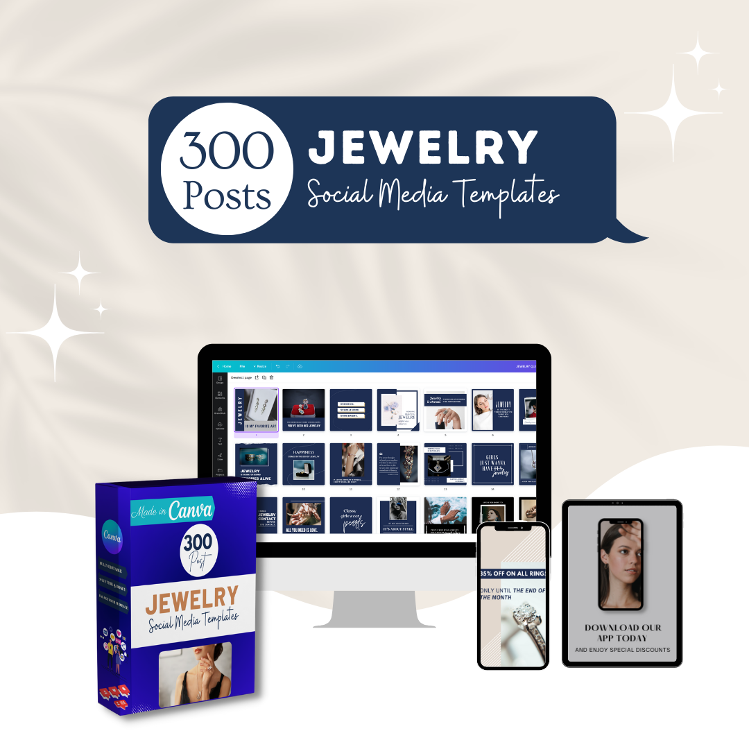 300 Jewelry Posts - Social Media Canva Templates