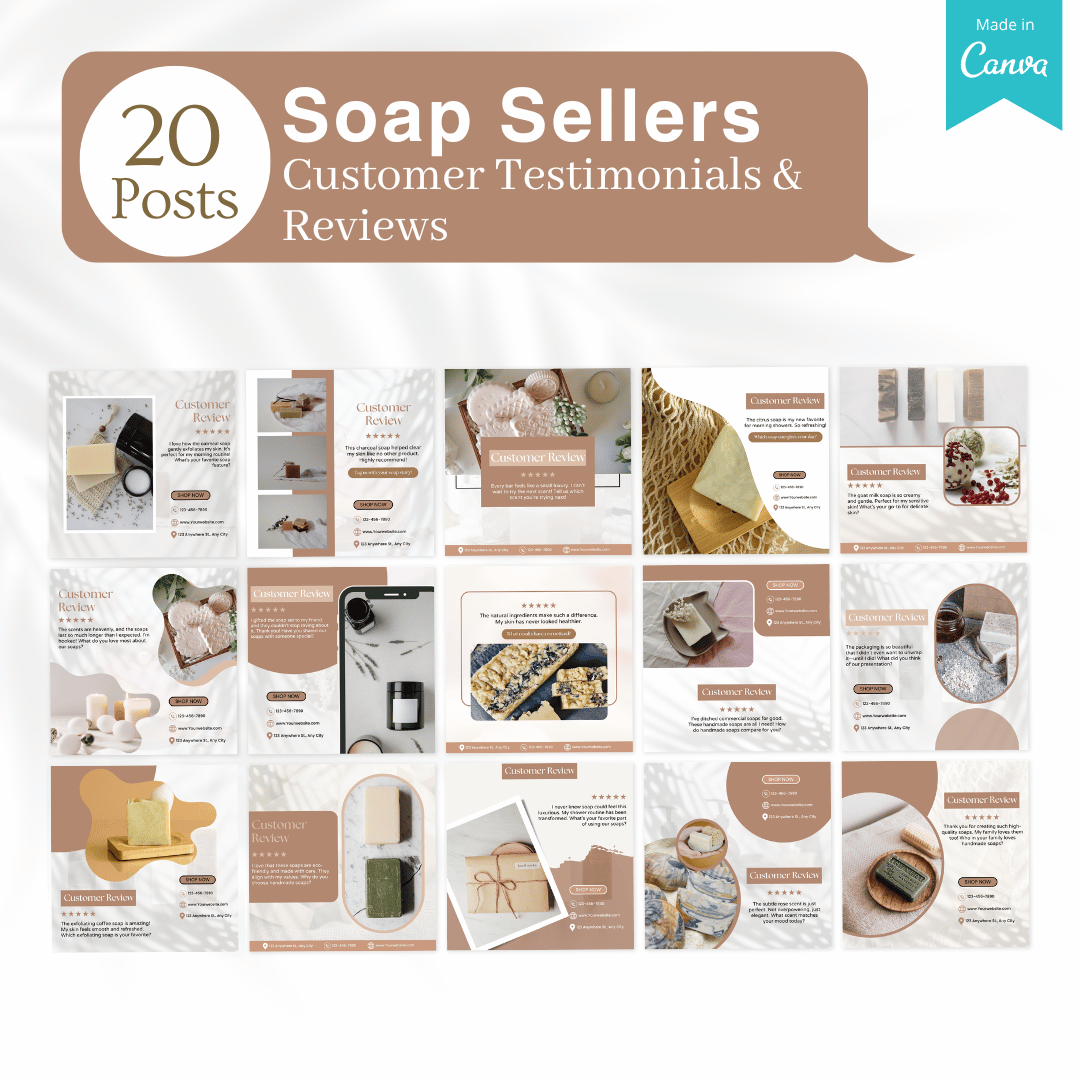 270 Soap Posts - Social Media Canva Templates