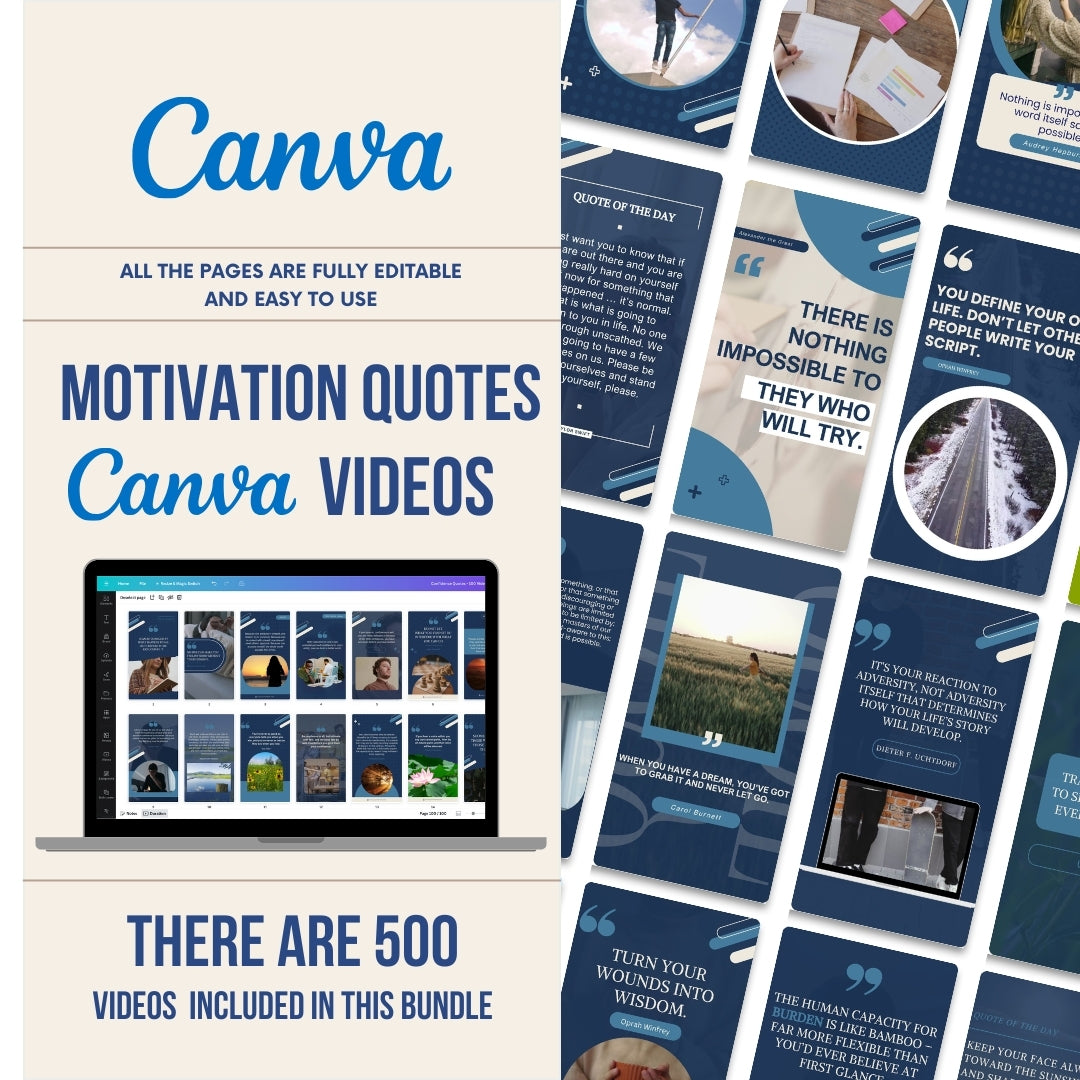 500 Motivation Quotes - Canva Video Templates