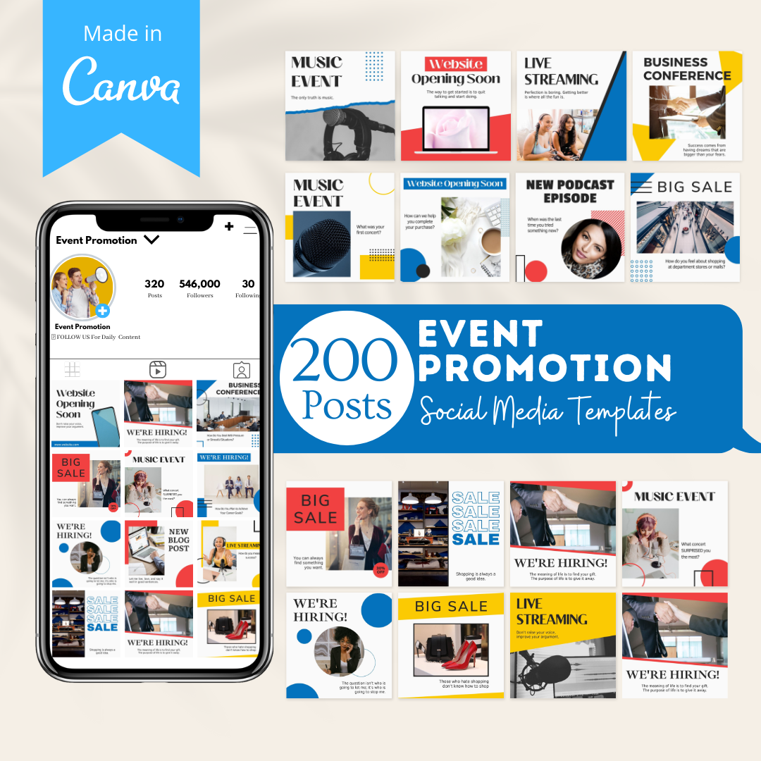 200 Event Promotion Posts - Social Media Templates