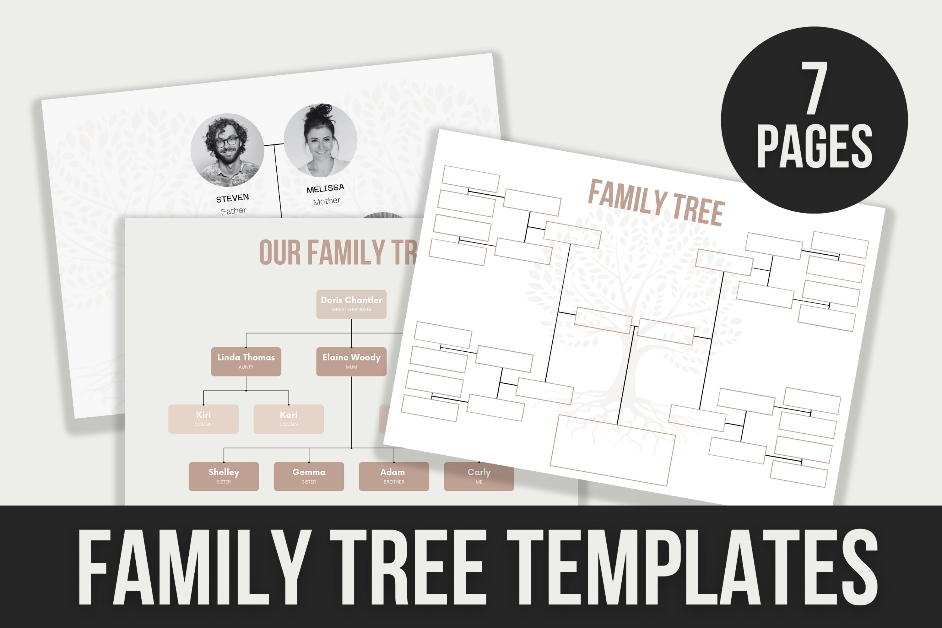 Family Tree Templates - 7 Pages – Viralcontent.design