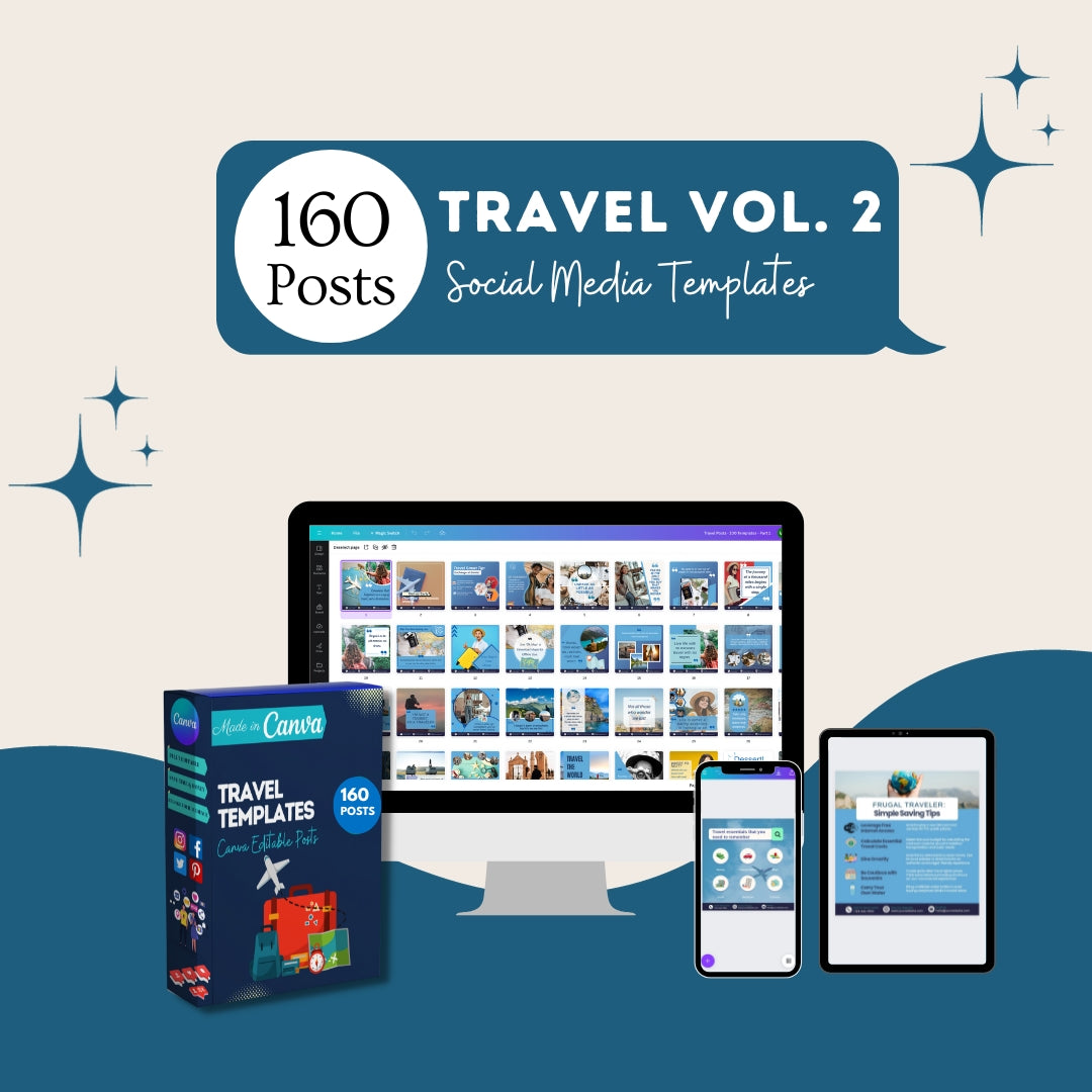 160 Travel Posts (vol. 2) -Social Media Templates