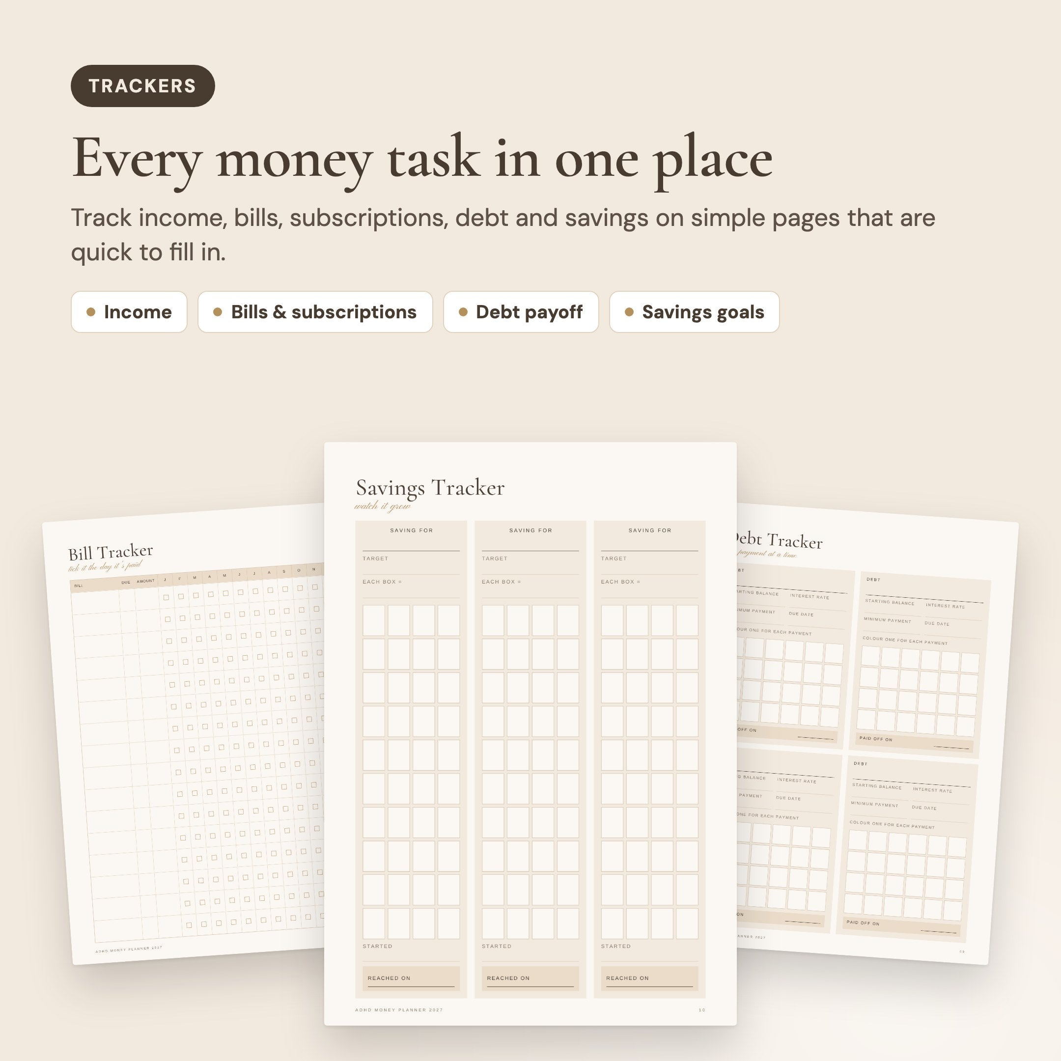 ADHD Money Planner: Every money task in one place
