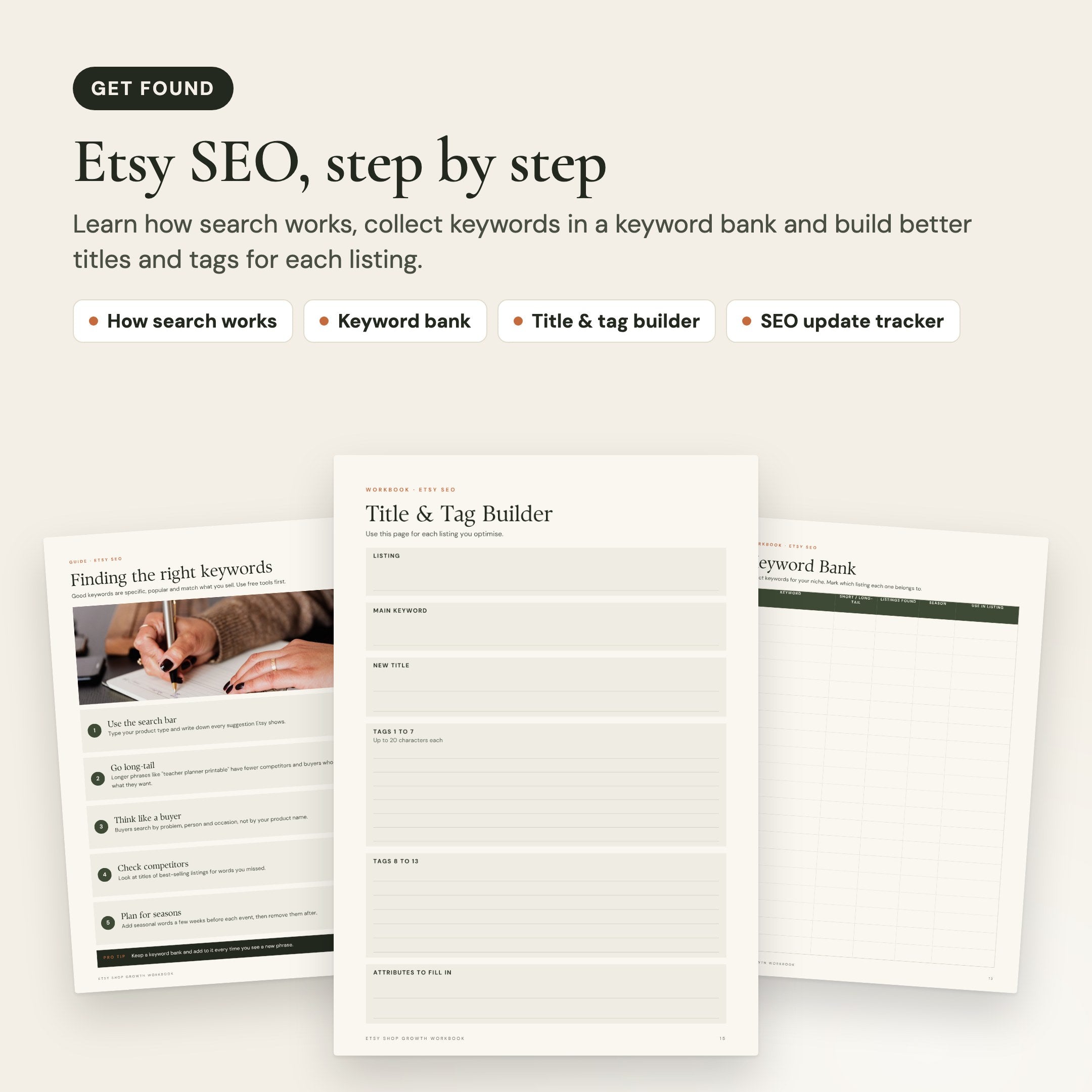 Etsy Shop Growth Workbook: Etsy SEO, step by step