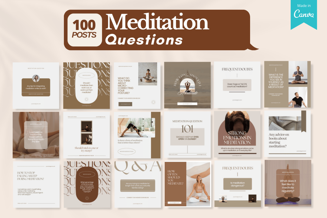 Unlock 700+ Meditation Canva Templates designed for wellness professionals! Perfect for meditation instructors, mindfulness coaches, and yoga teachers, these customizable templates save time and boost engagement with calming visuals, tips, quotes, and more. Elevate your online presence today!