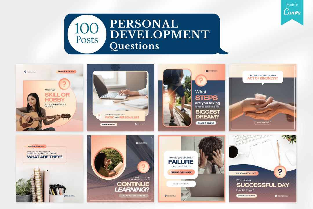Example of life coaching Canva templates, ideal for social media content creation.