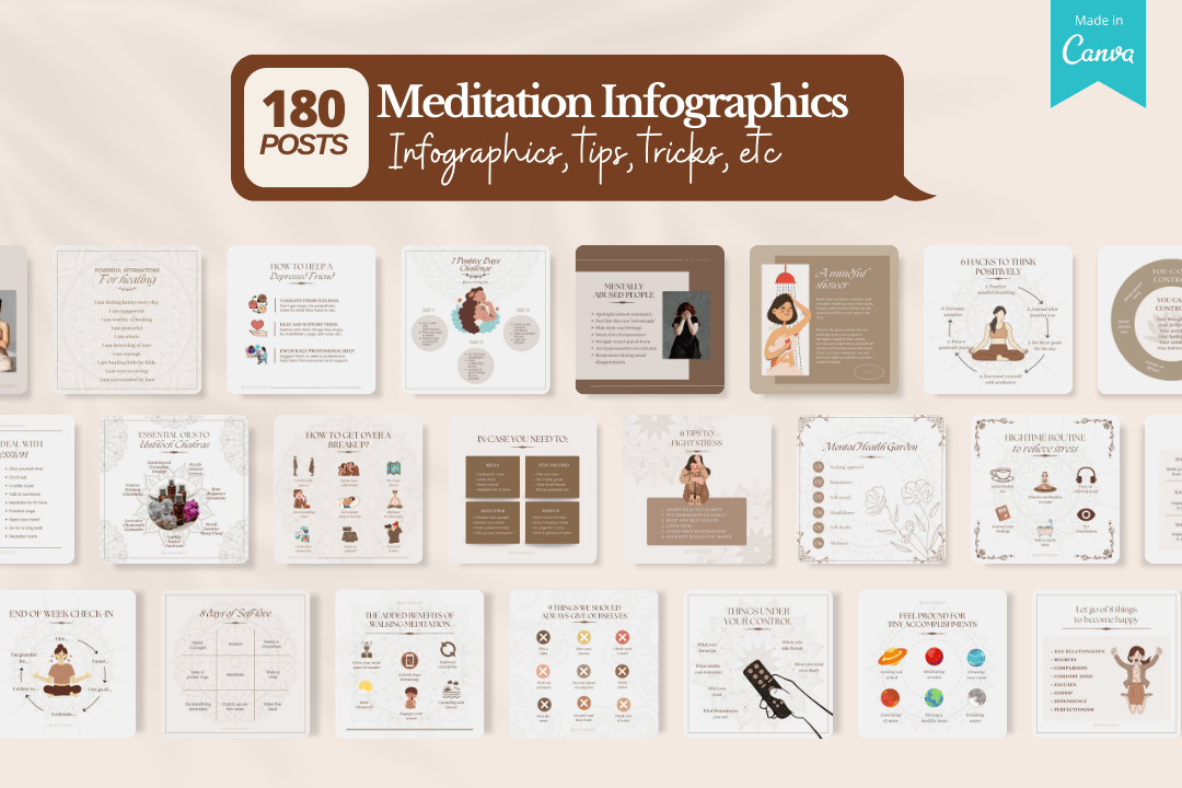 Download 700+ beautiful meditation Canva templates to create calming, engaging content. Perfect for instructors, wellness brands, and influencers.