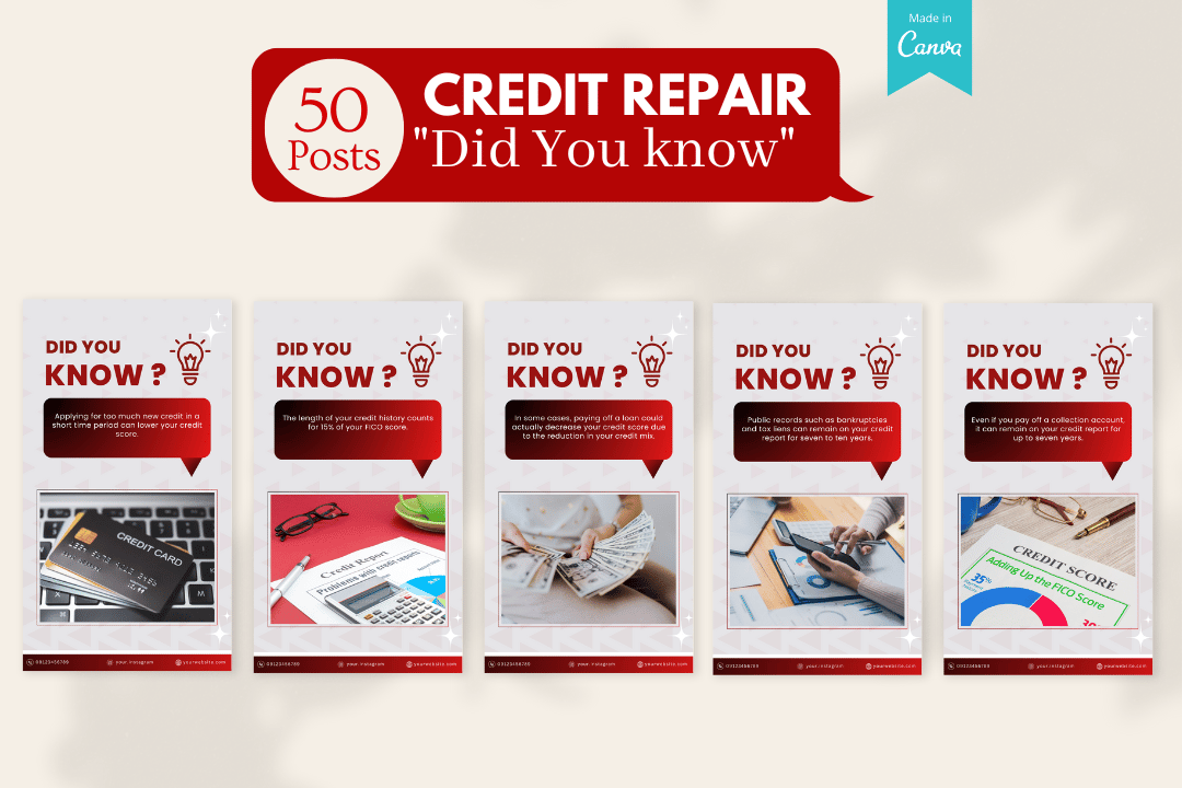 Credit Repair daily reminder template for consistent, motivational posts.