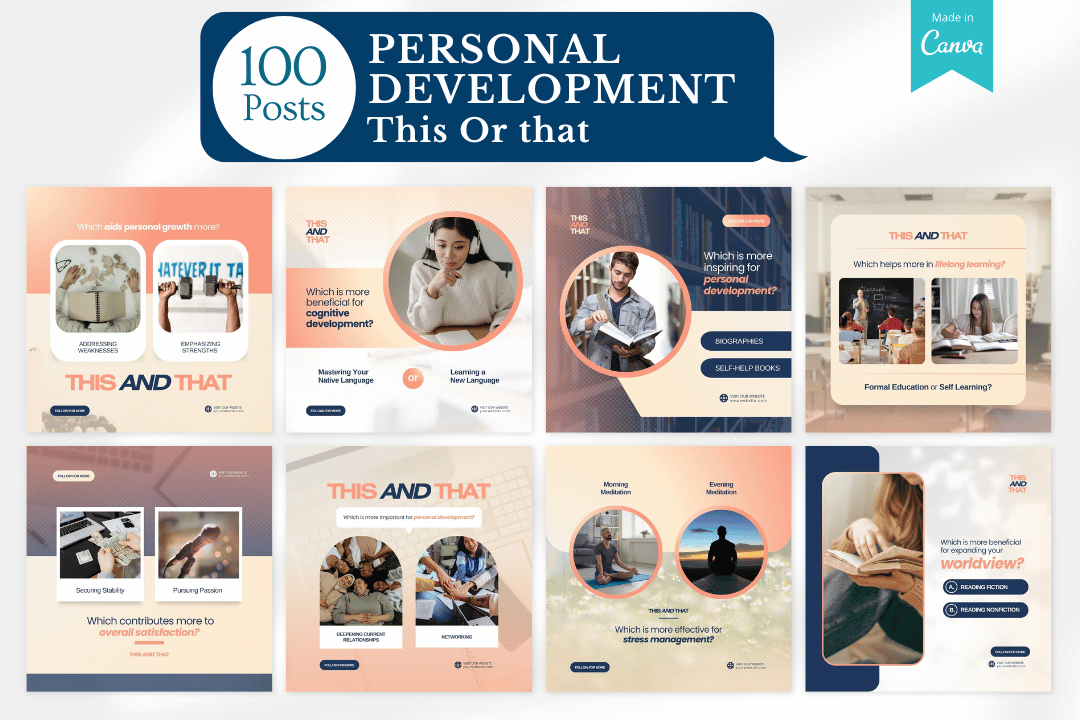 Fun This or That template focused on personal growth, ideal for interactive social media content.