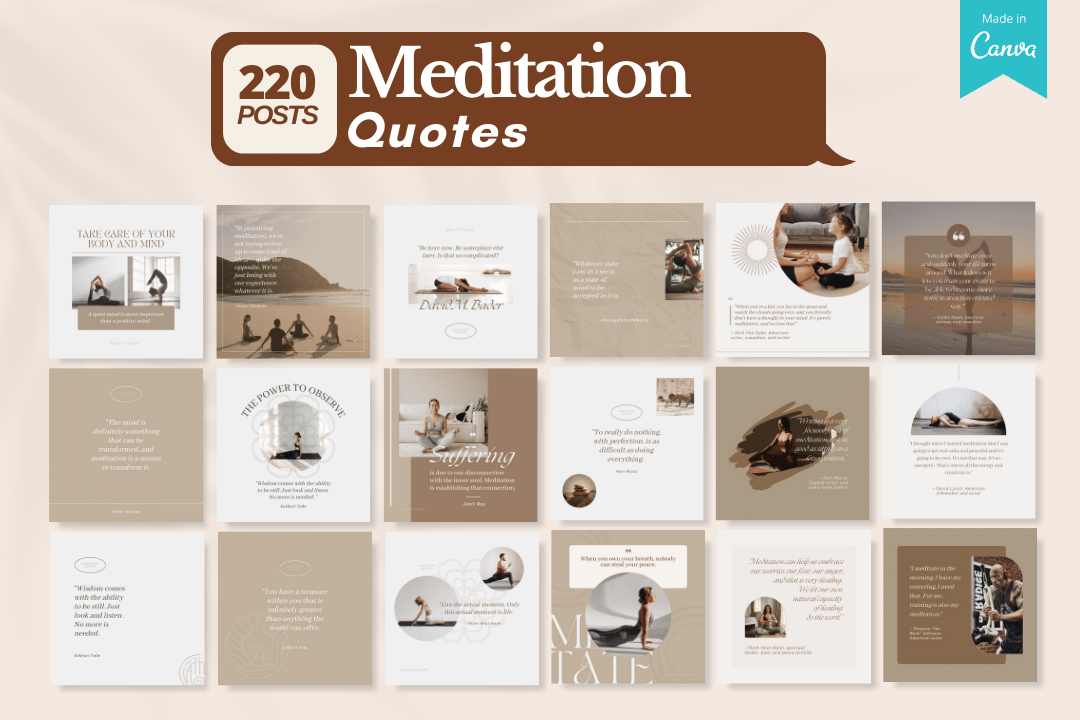 Unlock 700+ Meditation Canva Templates designed for wellness professionals! Perfect for meditation instructors, mindfulness coaches, and yoga teachers, these customizable templates save time and boost engagement with calming visuals, tips, quotes, and more. Elevate your online presence today!