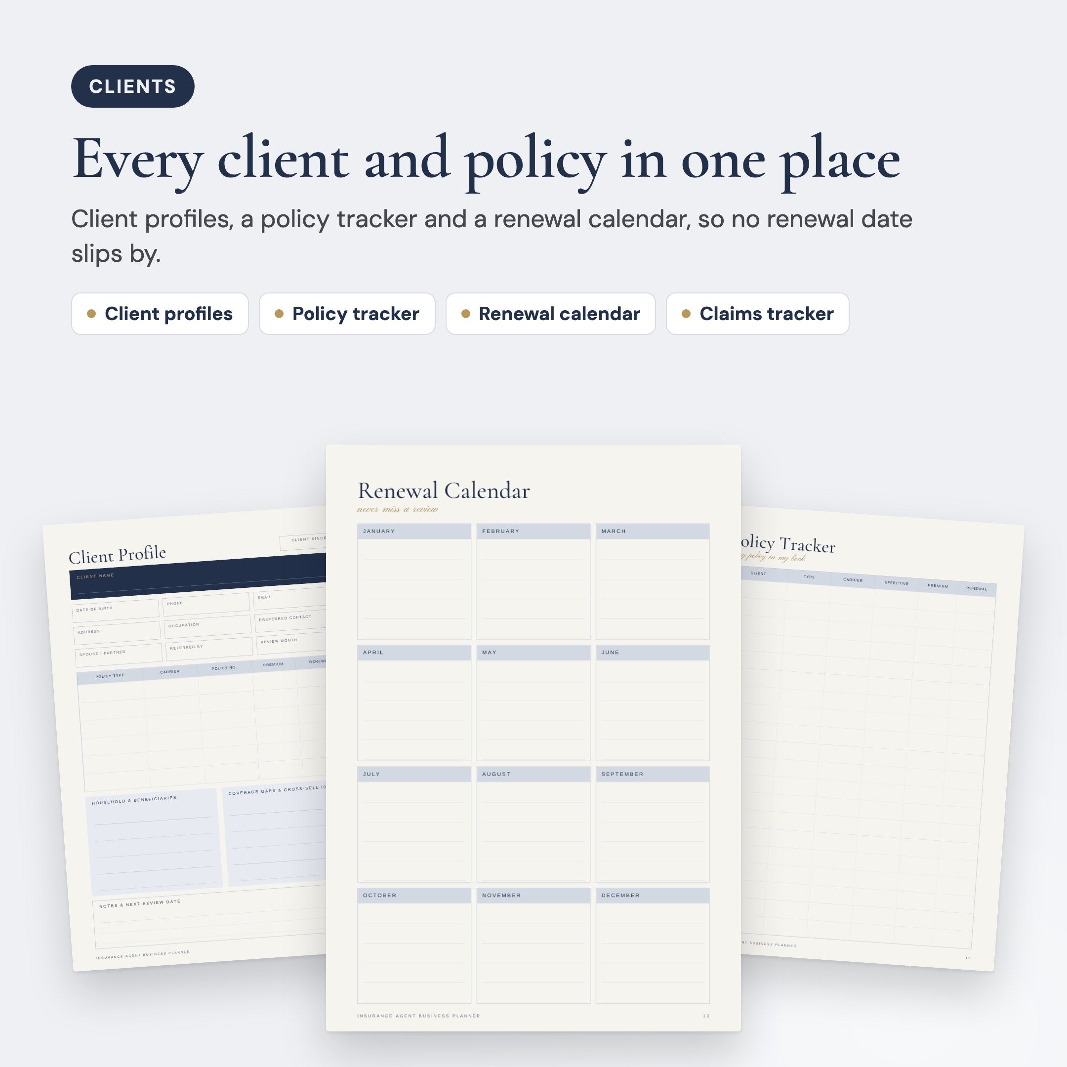 Insurance Agent Business Planner: Every client and policy in one place