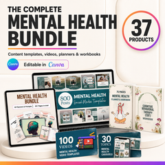 The Complete Mental Health Bundle, 37 products, editable in Canva