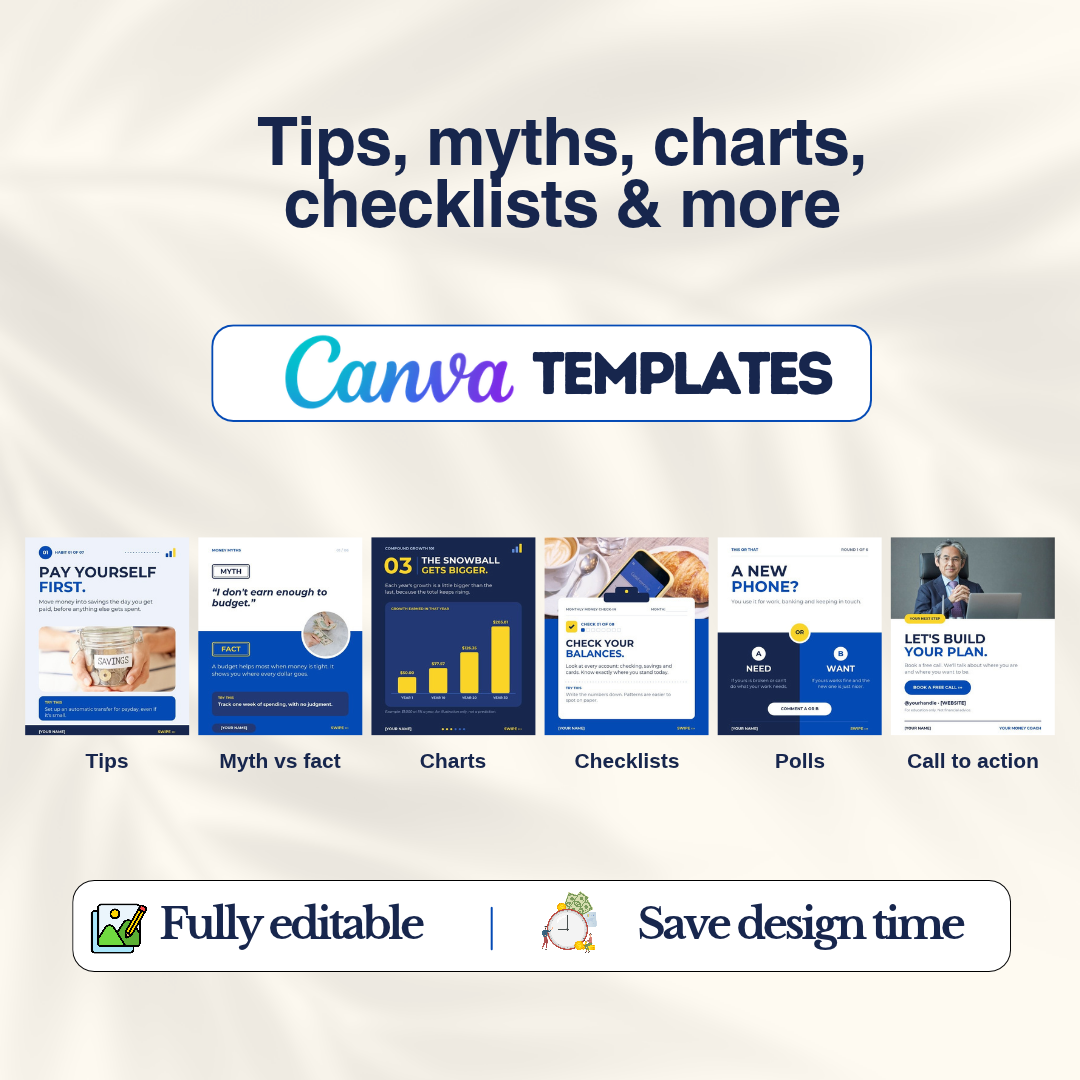 Tips, myths, charts, checklists, polls and call-to-action slides from the bundle