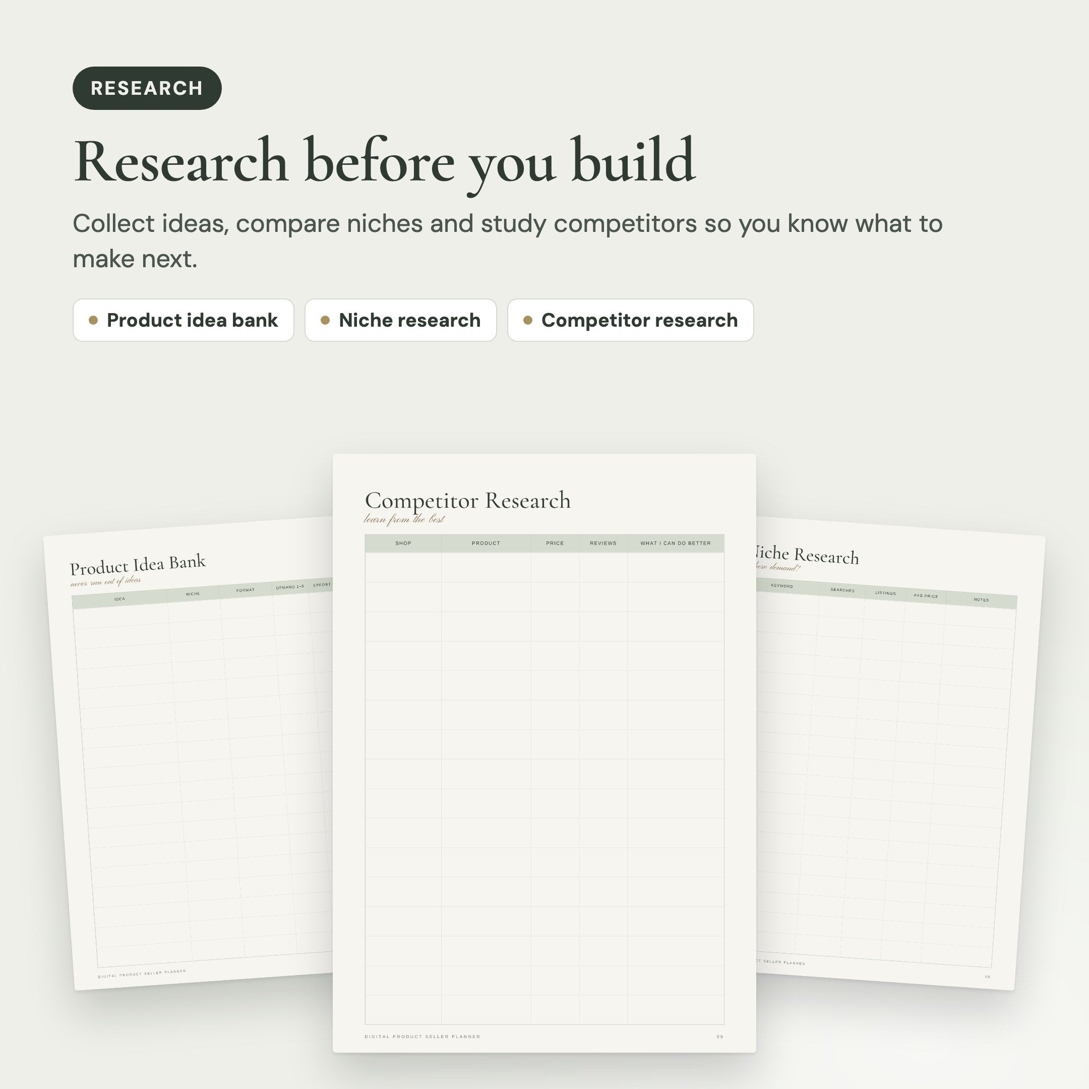 Digital Product Seller Planner: Research before you build