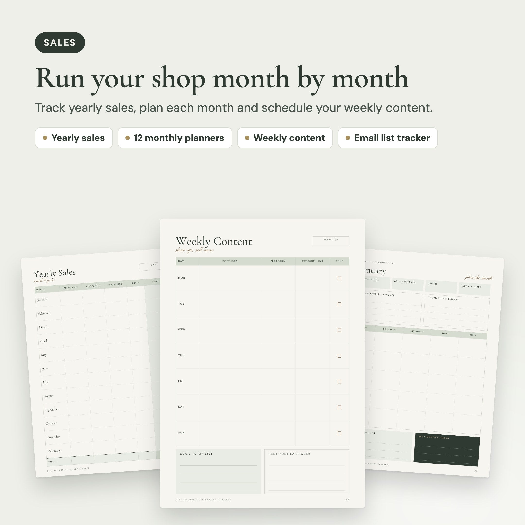 Digital Product Seller Planner: Run your shop month by month