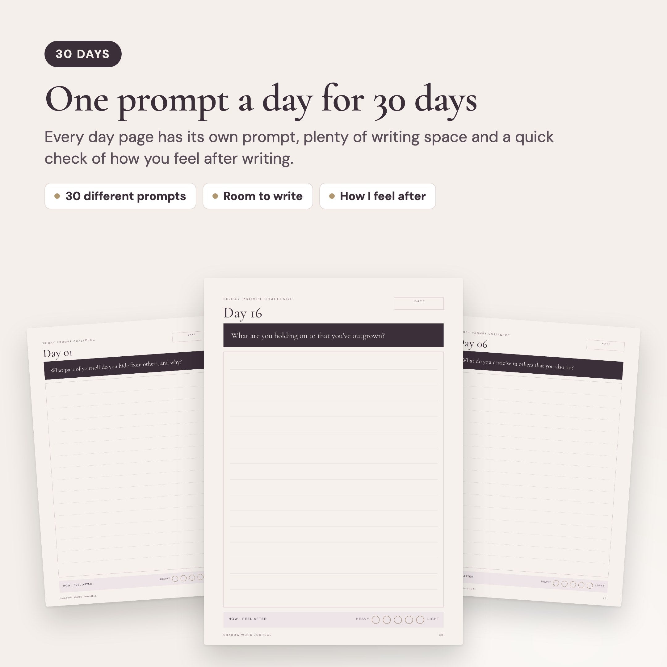 Shadow Work Journal: One prompt a day for 30 days