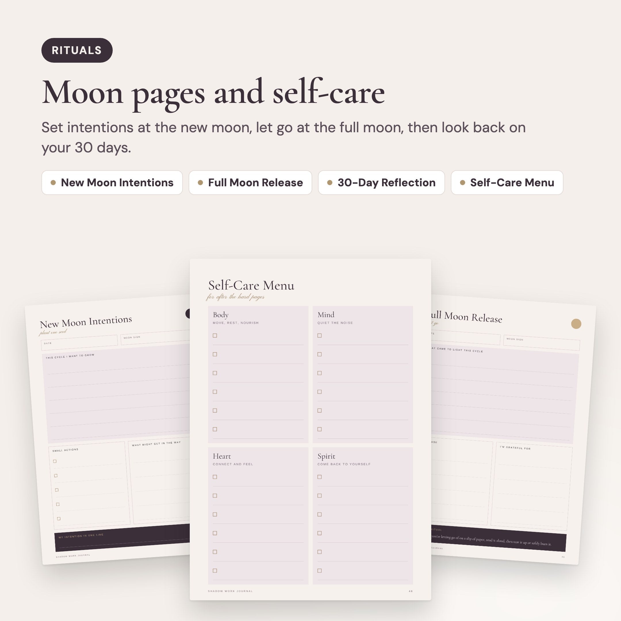 Shadow Work Journal: Moon pages and self-care