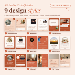 The 9 design styles, each shown with a cover and a content slide