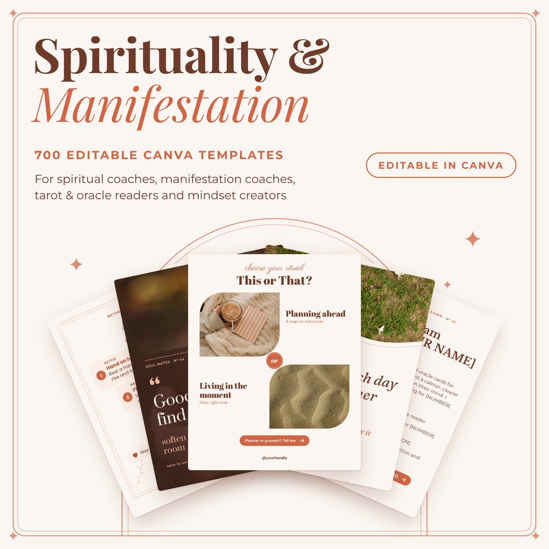 Spirituality & Manifestation: 700 editable Canva templates for spiritual coaches, tarot and oracle readers