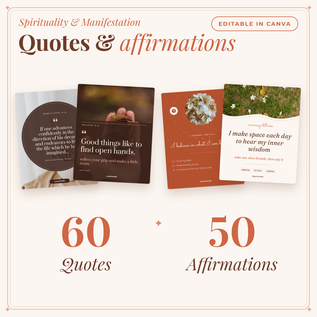 60 quote templates and 50 affirmation templates