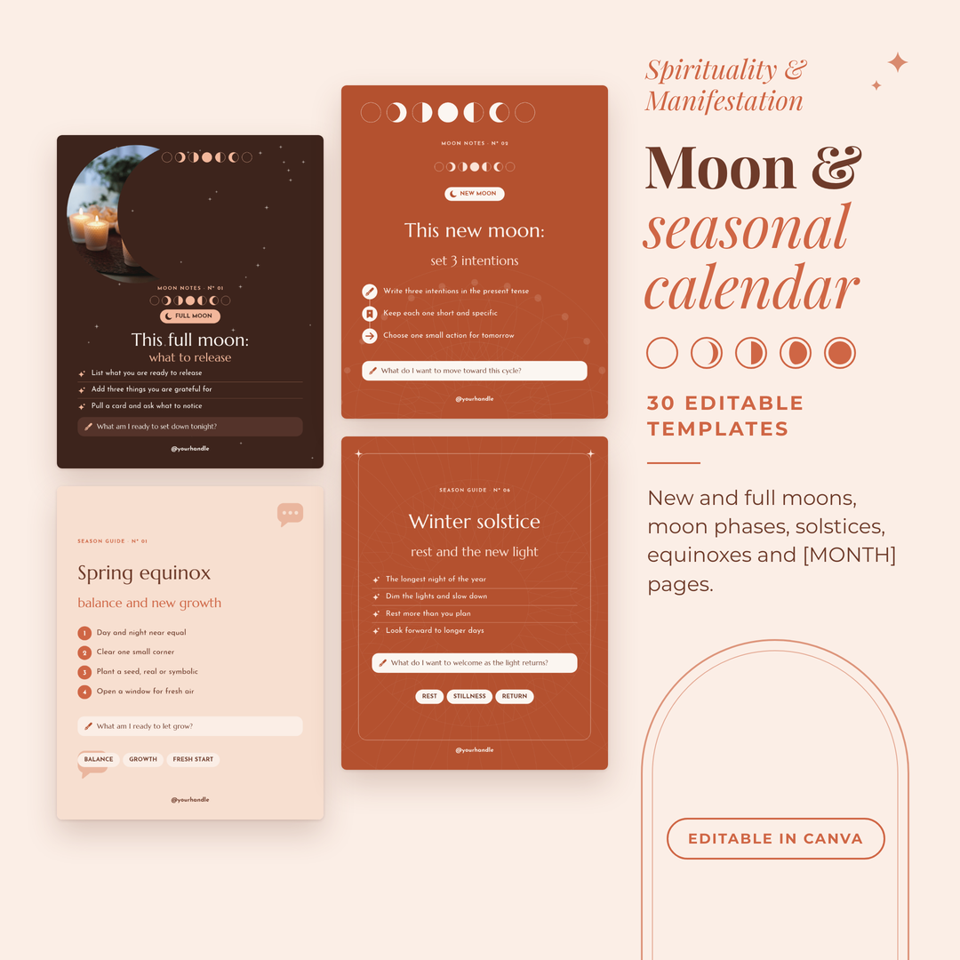 Moon and seasonal calendar templates
