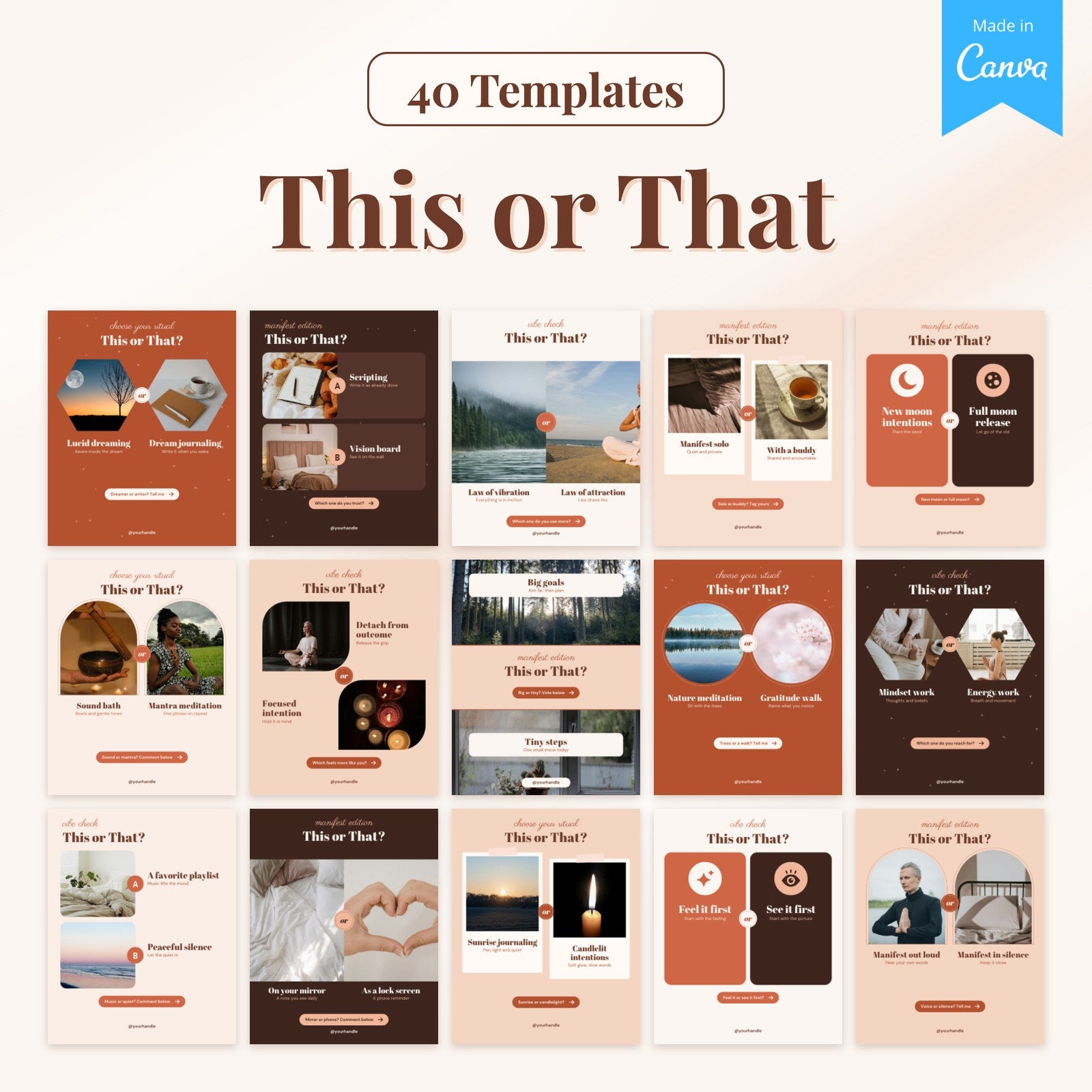 40 This or That templates: 15 real pages from the Canva file