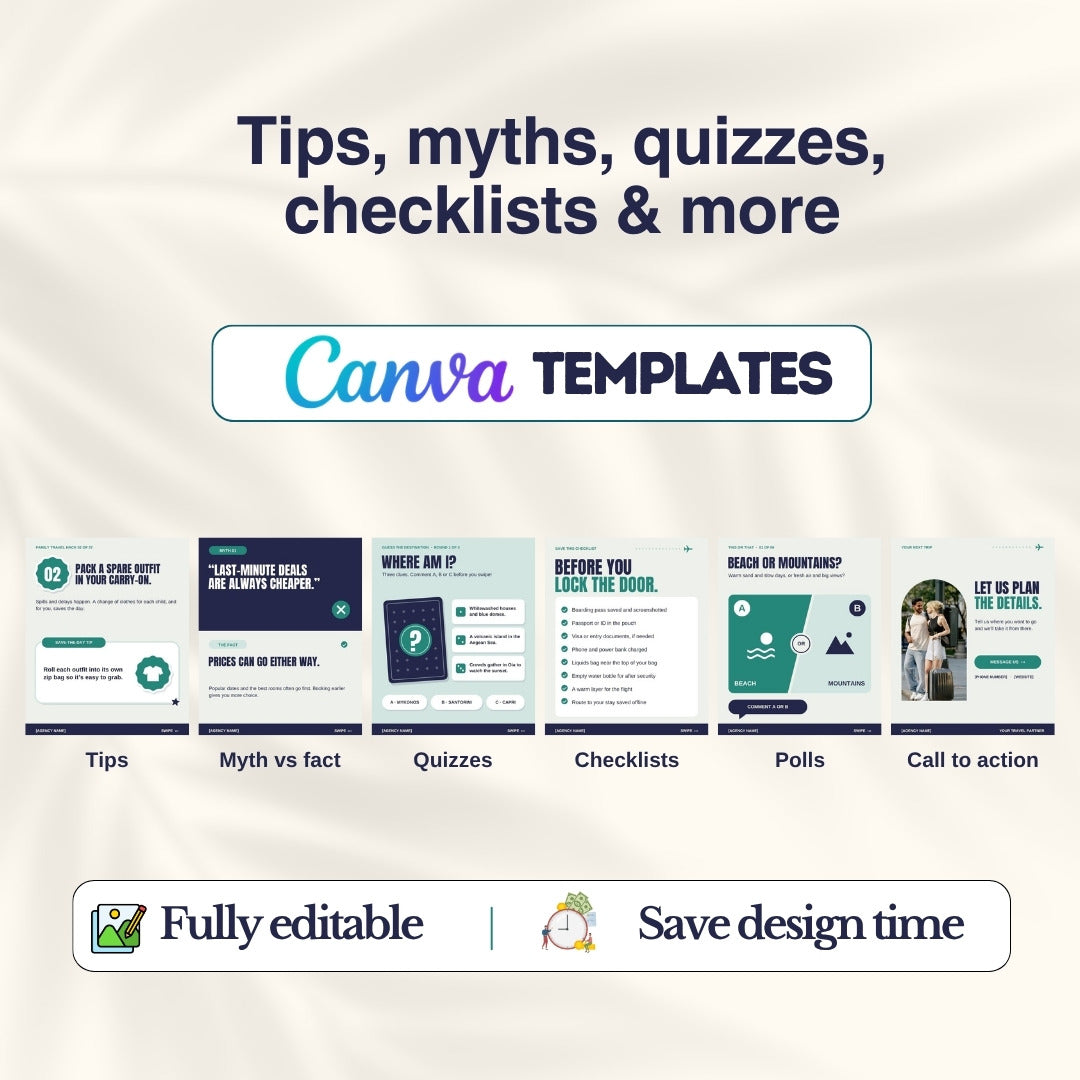 Post types included: tips, myth vs fact, quizzes, checklists, polls and calls to action