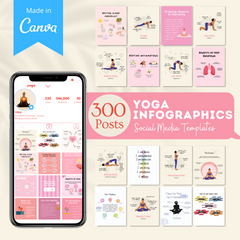 300 Yoga Infographics  - Social Media Templates