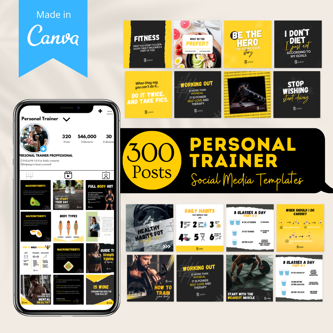 300 Personal Trainer Posts - Social Media Templates