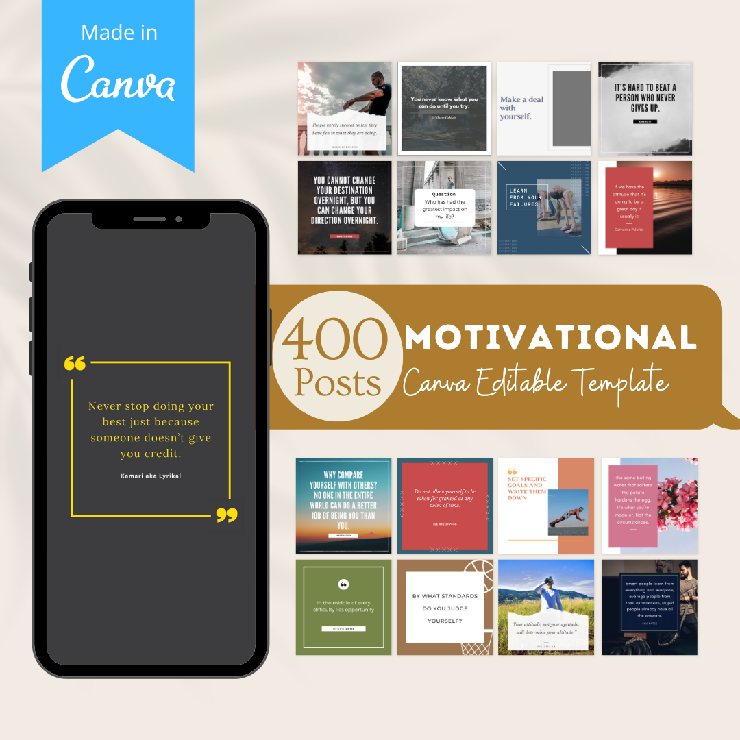 400 Motivational Posts - Social Media Templates – Viralcontent.design