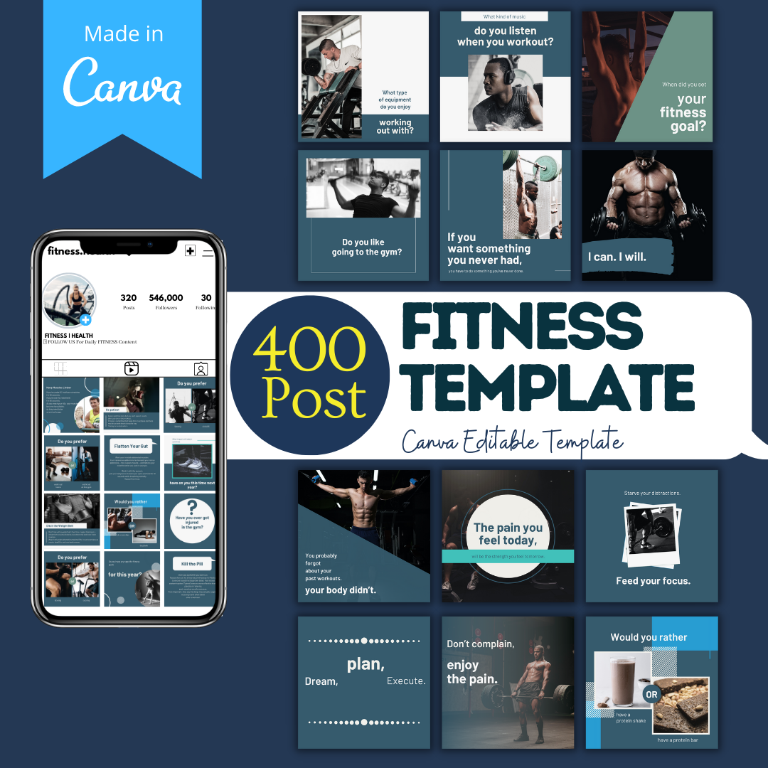 Fitness Template - Canva Editable Posts