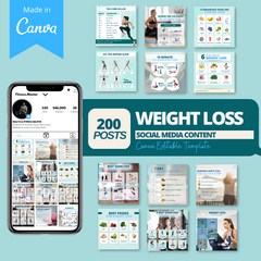 200 Weight Loss Templates - Editable Canva Templates