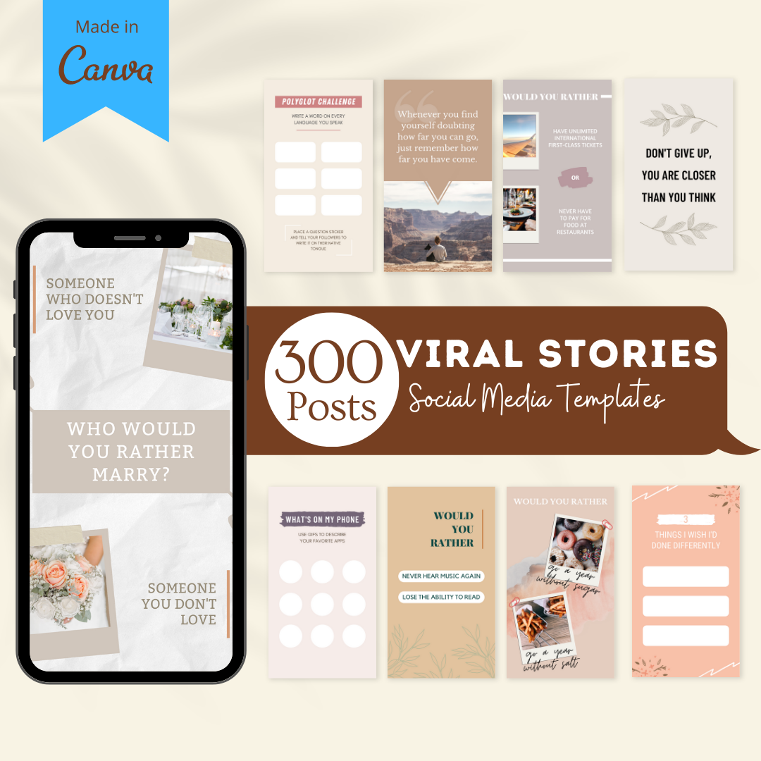 300 Viral Stories Social Media Templates Viralcontent.design